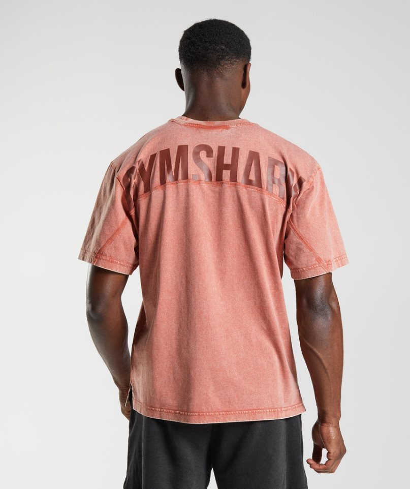 Men\'s Gymshark Power Washed T-Shirts Rose | NZ 0KXRCB